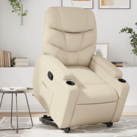 Sillón reclinable elevable cuero artificial color crema de , Sillones - Ref: Foro24-3204659, Precio: 275,99 €, Descuento: %