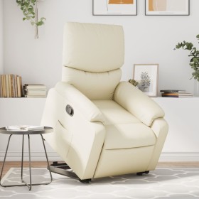 Sillón reclinable elevable cuero artificial color crema de , Sillones - Ref: Foro24-3204887, Precio: 296,99 €, Descuento: %