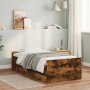 Smoked oak bed frame with drawers 100x200 cm by , Beds and slatted bases - Ref: Foro24-3207368, Price: 161,51 €, Discount: %