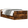 Smoked oak bed frame with drawers 100x200 cm by , Beds and slatted bases - Ref: Foro24-3207368, Price: 161,51 €, Discount: %