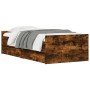 Smoked oak bed frame with drawers 100x200 cm by , Beds and slatted bases - Ref: Foro24-3207368, Price: 161,51 €, Discount: %