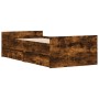 Smoked oak bed frame with drawers 100x200 cm by , Beds and slatted bases - Ref: Foro24-3207368, Price: 161,51 €, Discount: %