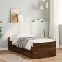 Brown oak bed frame with drawers 90x200 cm by , Beds and slatted bases - Ref: Foro24-3207349, Price: 187,39 €, Discount: %