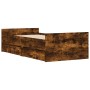 Smoked oak bed frame with drawers 90x190 cm by , Beds and slatted bases - Ref: Foro24-3207382, Price: 160,99 €, Discount: %