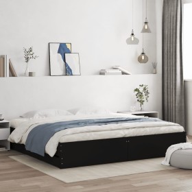 Estructura cama con cajones madera ingeniería negra 180x200 cm de , Camas y somieres - Ref: Foro24-3207253, Precio: 208,99 €,...