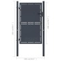 Puerta de jardín de acero gris antracita 100x200 cm de vidaXL, Puertas de jardín - Ref: Foro24-144522, Precio: 430,16 €, Desc...