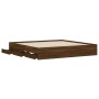 Oak brown engineered wood bed with drawers 180x200 cm by , Beds and slatted bases - Ref: Foro24-3207258, Price: 188,18 €, Dis...