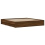 Oak brown engineered wood bed with drawers 180x200 cm by , Beds and slatted bases - Ref: Foro24-3207258, Price: 188,18 €, Dis...