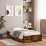 Smoked oak engineered wood bed with drawers 100x200 cm by , Beds and slatted bases - Ref: Foro24-3207291, Price: 147,86 €, Di...