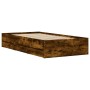 Smoked oak engineered wood bed with drawers 100x200 cm by , Beds and slatted bases - Ref: Foro24-3207291, Price: 147,86 €, Di...