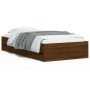 Cama con cajones madera de ingeniería marrón roble 100x200 cm de , Camas y somieres - Ref: Foro24-3207293, Precio: 152,29 €, ...