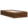 Oak brown engineered wood bed with drawers 100x200 cm by , Beds and slatted bases - Ref: Foro24-3207293, Price: 152,48 €, Dis...