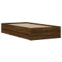 Oak brown engineered wood bed with drawers 100x200 cm by , Beds and slatted bases - Ref: Foro24-3207293, Price: 152,48 €, Dis...