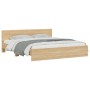 Estructura de cama con cabecero roble Sonoma 160x200 cm de , Camas y somieres - Ref: Foro24-3207471, Precio: 171,40 €, Descue...