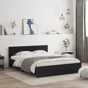 Estructura de cama con cabecero negra 140x200 cm de , Camas y somieres - Ref: Foro24-3207484, Precio: 184,31 €, Descuento: %