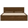 Bed frame with oak brown headboard 140x190 cm by , Beds and slatted bases - Ref: Foro24-3207503, Price: 165,25 €, Discount: %