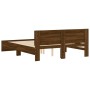 Bed frame with oak brown headboard 140x190 cm by , Beds and slatted bases - Ref: Foro24-3207503, Price: 165,25 €, Discount: %