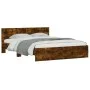 Bed frame with smoked oak headboard 140x190 cm by , Beds and slatted bases - Ref: Foro24-3207501, Price: 150,12 €, Discount: %