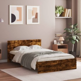 Bed frame with smoked oak headboard 120x190 cm by , Beds and slatted bases - Ref: Foro24-3207515, Price: 146,99 €, Discount: %