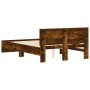 Bed frame with smoked oak headboard 120x190 cm by , Beds and slatted bases - Ref: Foro24-3207515, Price: 144,55 €, Discount: %