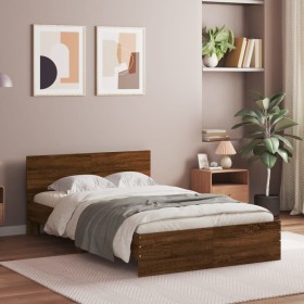 Bed frame with oak brown headboard 120x190 cm by , Beds and slatted bases - Ref: Foro24-3207517, Price: 161,44 €, Discount: %