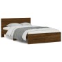 Bed frame with oak brown headboard 120x190 cm by , Beds and slatted bases - Ref: Foro24-3207517, Price: 161,63 €, Discount: %