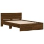 Bed frame with oak brown headboard 120x190 cm by , Beds and slatted bases - Ref: Foro24-3207517, Price: 161,63 €, Discount: %