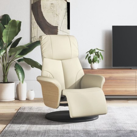 Recliner armchair with footrest in cream-colored synthetic leather by , Armchairs - Ref: Foro24-356625, Price: 244,99 €, Disc...