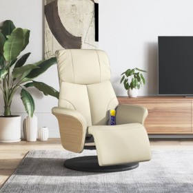 Sillón reclinable masaje con reposapiés cuero sintético crema de , Sillones - Ref: Foro24-356633, Precio: 258,99 €, Descuento: %