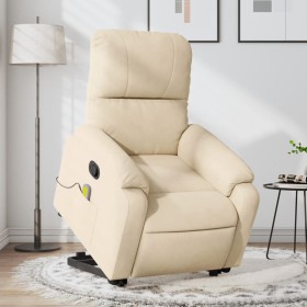 Sillón reclinable de masaje elevable tela de microfibra crema de , Sillones - Ref: Foro24-3204940, Precio: 303,99 €, Descuent...