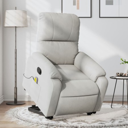 Liftable massage recliner light gray microfiber fabric by , Armchairs - Ref: Foro24-3204937, Price: 283,09 €, Discount: %