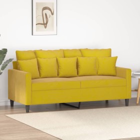 2-seater yellow velvet sofa 140 cm by , Sofas - Ref: Foro24-359309, Price: 240,94 €, Discount: %