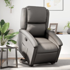 Sillón reclinable elevable cuero auténtico gris de , Sillones - Ref: Foro24-3204265, Precio: 403,41 €, Descuento: %