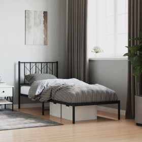 Bed frame with black metal headboard 80x200 cm by , Beds and slatted bases - Ref: Foro24-374428, Price: 64,98 €, Discount: %