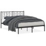 Bed frame with black metal headboard 140x190 cm by , Beds and slatted bases - Ref: Foro24-374437, Price: 103,64 €, Discount: %