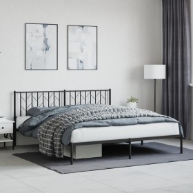 Bed frame with black metal headboard 183x213 cm by , Beds and slatted bases - Ref: Foro24-374442, Price: 92,99 €, Discount: %