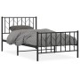 Bed frame with headboard and black metal footboard 100x190cm by , Beds and slatted bases - Ref: Foro24-374449, Price: 73,31 €...