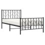 Bed frame with headboard and black metal footboard 100x190cm by , Beds and slatted bases - Ref: Foro24-374449, Price: 73,31 €...