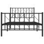 Bed frame with headboard and black metal footboard 100x190cm by , Beds and slatted bases - Ref: Foro24-374449, Price: 73,31 €...