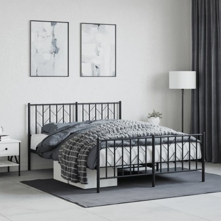 Estructura de cama cabecero y pie de cama metal negro 135x190cm de , Camas y somieres - Ref: Foro24-374454, Precio: 109,31 €,...