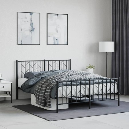 Black metal headboard and footboard bed frame 140x200cm by , Beds and slatted bases - Ref: Foro24-374456, Price: 122,83 €, Di...