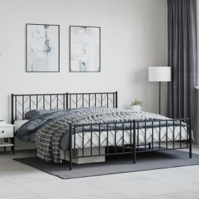 Black metal headboard and footboard bed frame 193x203cm by , Beds and slatted bases - Ref: Foro24-374461, Price: 126,22 €, Di...