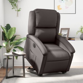 Sillón reclinable eléctrico pie cuero auténtico marrón oscuro de , Sillones - Ref: Foro24-3204271, Precio: 459,99 €, Descuent...