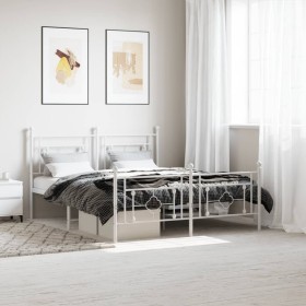 Estructura cama metal con cabecero y estribo blanco 160x200 cm de , Camas y somieres - Ref: Foro24-374409, Precio: 120,99 €, ...