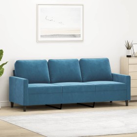 3-Sitzer-Sofa aus blauem Samt, 180 cm von , Sofas - Ref: Foro24-359218, Preis: 321,74 €, Rabatt: %