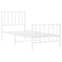 Metal bed frame with headboard and footboard white 75x190 cm by , Beds and slatted bases - Ref: Foro24-374494, Price: 64,32 €...