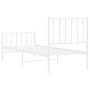 Metal bed frame with headboard and footboard white 75x190 cm by , Beds and slatted bases - Ref: Foro24-374494, Price: 64,32 €...