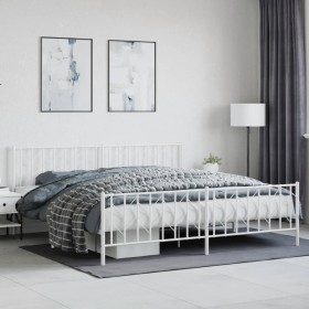 Metal bed frame with headboard and white footboard 200x200 cm by , Beds and slatted bases - Ref: Foro24-374511, Price: 137,21...