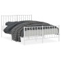 Metal bed frame with headboard and white footboard 140x200 cm by , Beds and slatted bases - Ref: Foro24-374505, Price: 108,20...