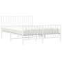 Metal bed frame with headboard and white footboard 140x200 cm by , Beds and slatted bases - Ref: Foro24-374505, Price: 108,20...